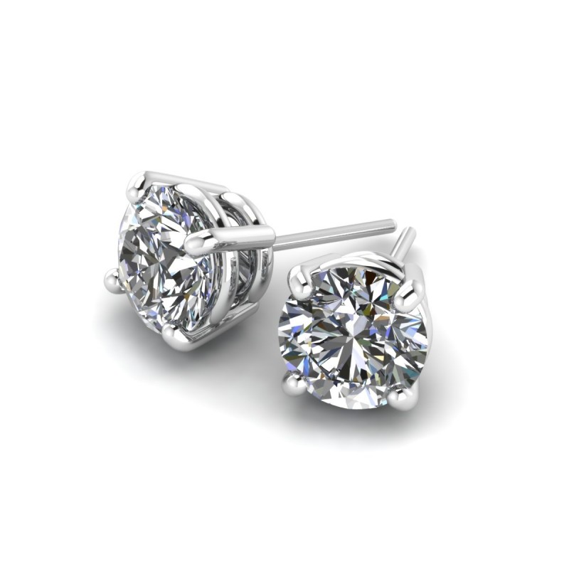 14K White Gold Diamond Studs 1 1/4 carat