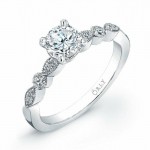 14K White Gold Vintage Style Diamond Engagement Ring 1.33 carat tw
