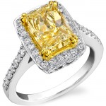 Platinum and Yellow Gold Radiant Fancy Yellow Diamond Ring