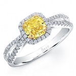 White and Yellow Gold Radiant Fancy Yellow Diamond Ring