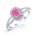 OVAL PINK DIAMOND WITH HALO AND SPLIT SHANK