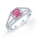 PINK DIAMOND WITH HALO AND SPLIT SHANK