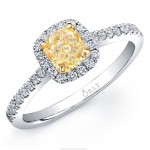 White and Yellow Gold Radiant Fancy Yellow Diamond Ring