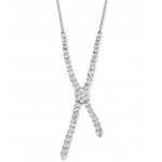 14K white Gold Diamond Lariat Necklace