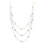 White Yellow and Rose Gold Diamond by the Inch Necklaces