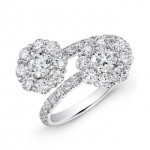 14K White Gold Diamond Floral Bypass Ring