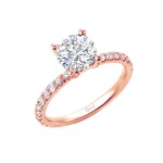 Round Brilliant Cut Diamond in Elegance Setting Rose Gold 1.28 carats tw