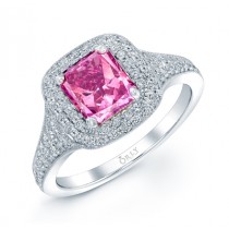 PINK DIAMOND WITH DOUBLE HALO ANTIQUE STYLE