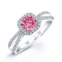 PINK DIAMOND WITH HALO AND SPLIT SHANK