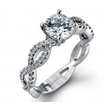 18K White Gold Infinity Style Engagement Ring 