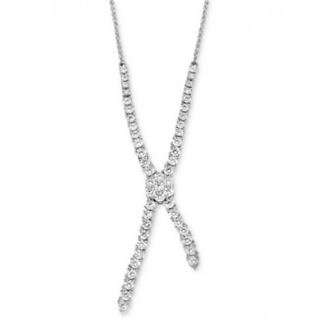 14K white Gold Diamond Lariat Necklace